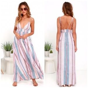 Lulus Maxin Relaxin Multi Print Maxi sz XS